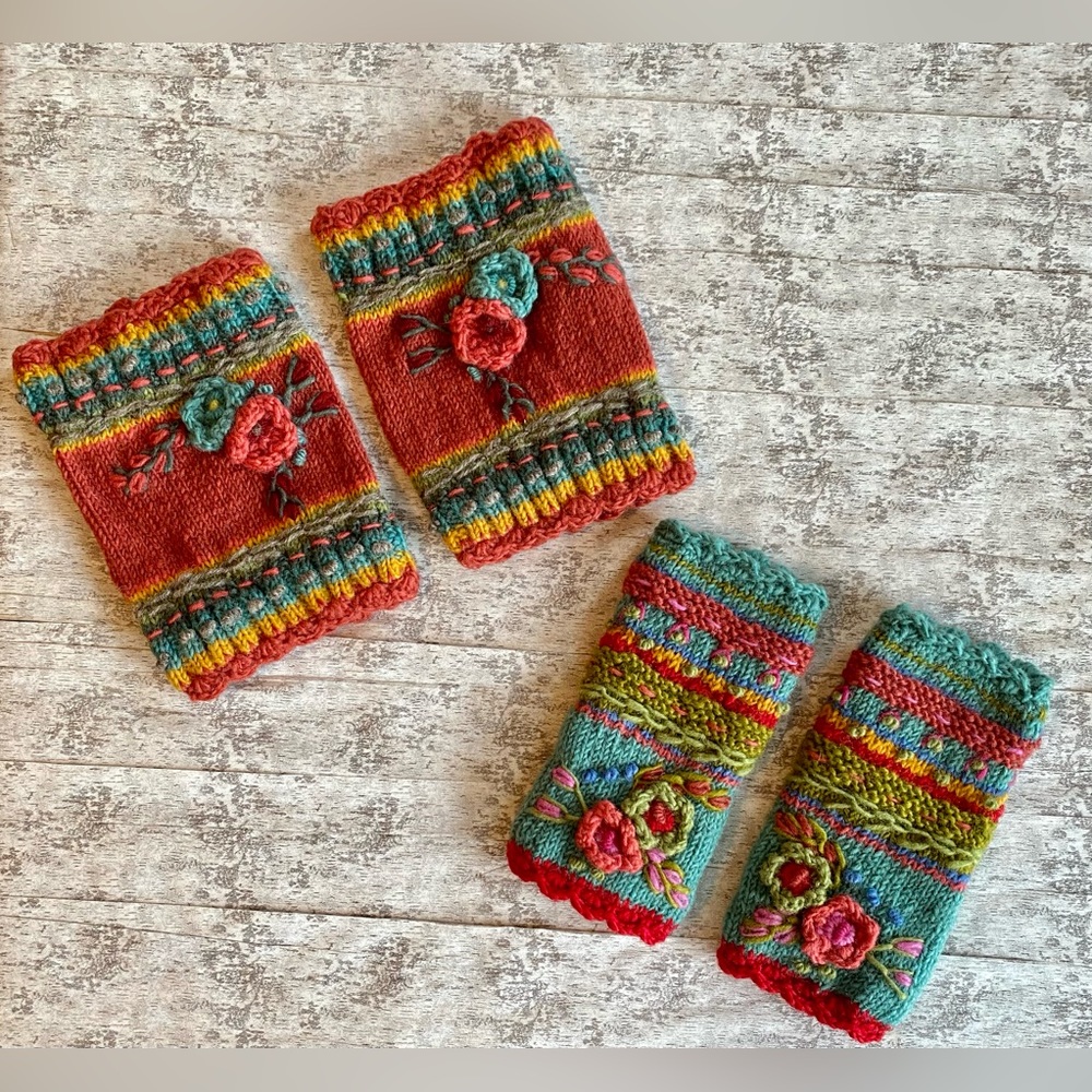 Sundance Brand - Beautiful wool boot cuffs and hand warmers. Hand embroidered.